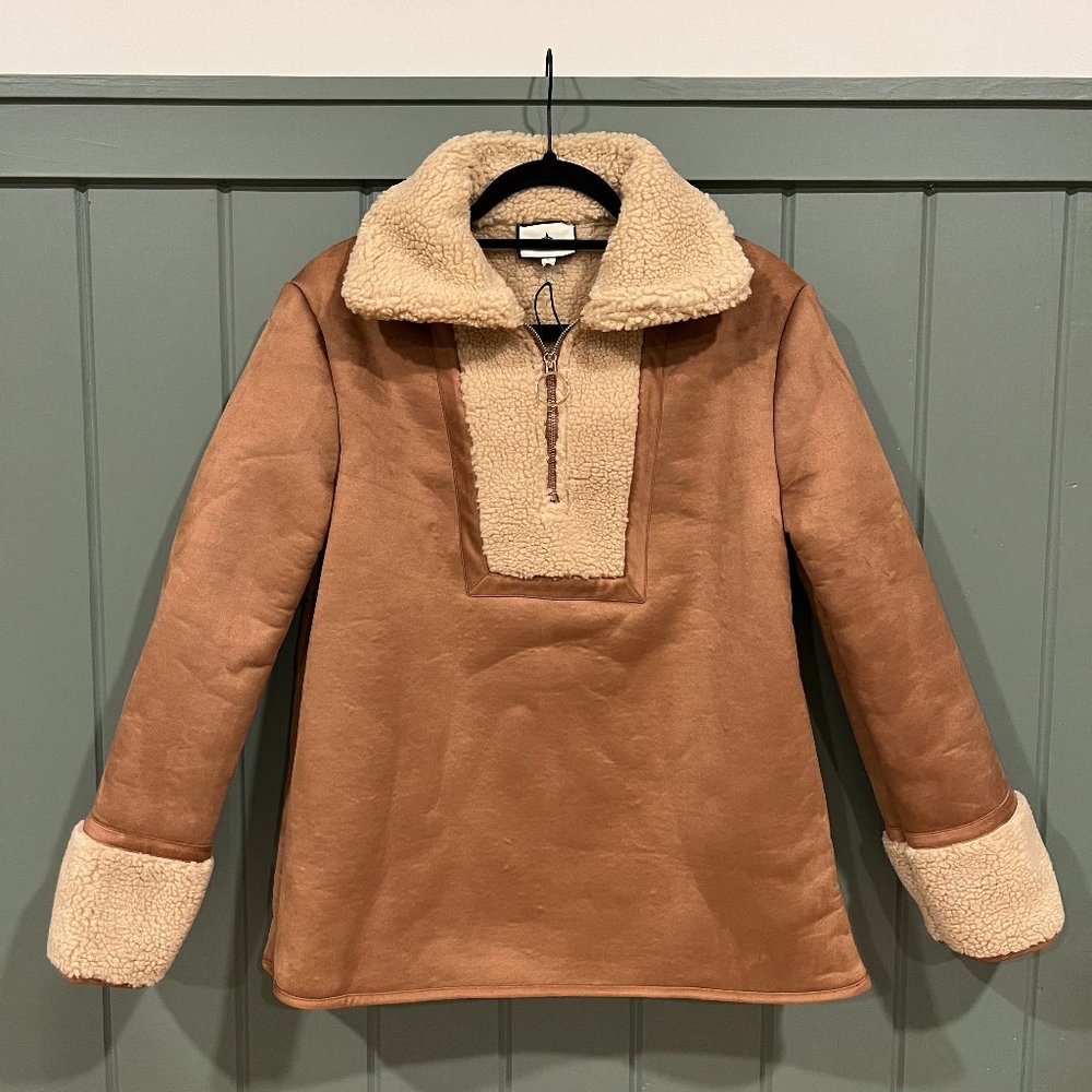 Only 1 Left! NWT Tuckernuck Stella Camel Shearling 1/4 Zip Sherpa Jacket Size S